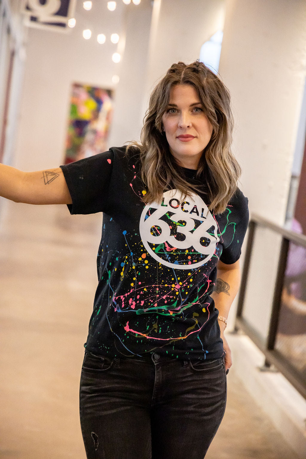 Rainbow Splatter Black