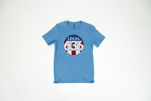 American Flag Logo Blue Shirt